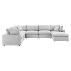 Canapé sectionnel en velours 7 places – Style moderne, 7 places | Gris clair / Cognac / Bleu marine / Rose poudré / Blanc / Gris / Vert