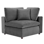 Canapé sectionnel en velours 7 places – Style moderne, 7 places | Gris clair / Cognac / Bleu marine / Rose poudré / Blanc / Gris / Vert