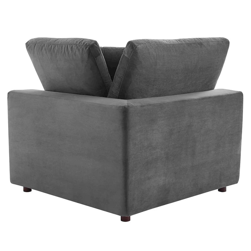 Canapé sectionnel en velours 7 places – Style moderne, 7 places | Gris clair / Cognac / Bleu marine / Rose poudré / Blanc / Gris / Vert
