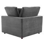 Canapé sectionnel en velours 7 places – Style moderne, 7 places | Gris clair / Cognac / Bleu marine / Rose poudré / Blanc / Gris / Vert