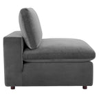 Canapé sectionnel en velours 7 places – Style moderne, 7 places | Gris clair / Cognac / Bleu marine / Rose poudré / Blanc / Gris / Vert