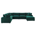 Canapé sectionnel en velours 7 places – Style moderne, 7 places | Gris clair / Cognac / Bleu marine / Rose poudré / Blanc / Gris / Vert