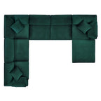 Canapé sectionnel en velours 7 places – Style moderne, 7 places | Gris clair / Cognac / Bleu marine / Rose poudré / Blanc / Gris / Vert