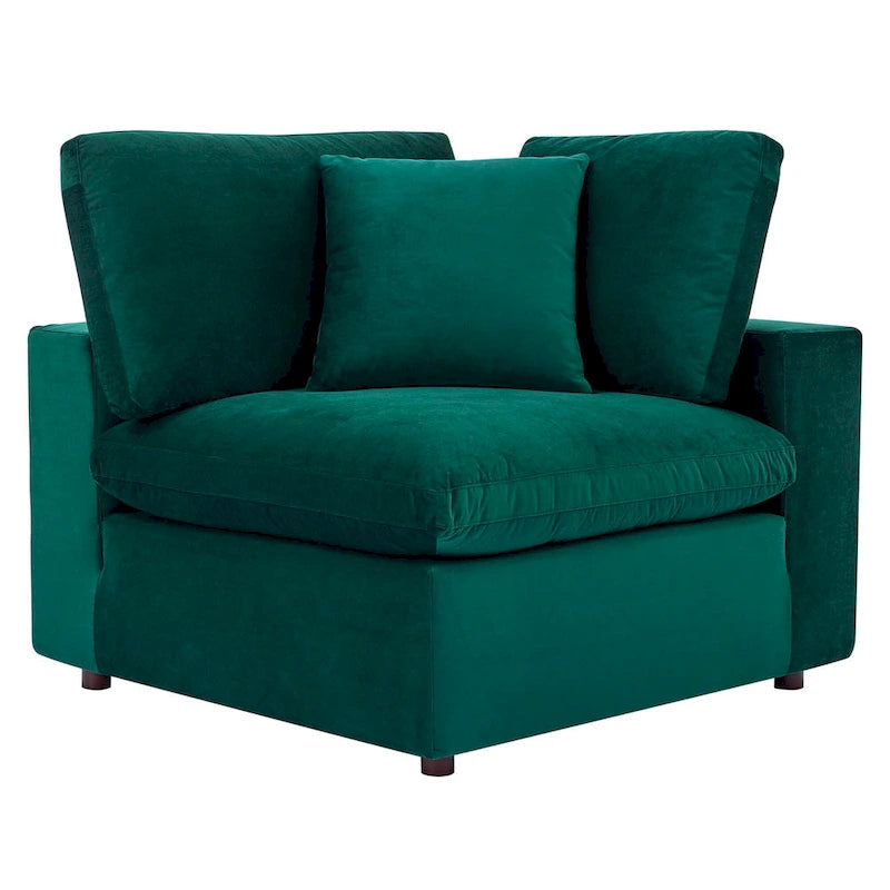 Canapé sectionnel en velours 7 places – Style moderne, 7 places | Gris clair / Cognac / Bleu marine / Rose poudré / Blanc / Gris / Vert