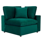 Canapé sectionnel en velours 7 places – Style moderne, 7 places | Gris clair / Cognac / Bleu marine / Rose poudré / Blanc / Gris / Vert