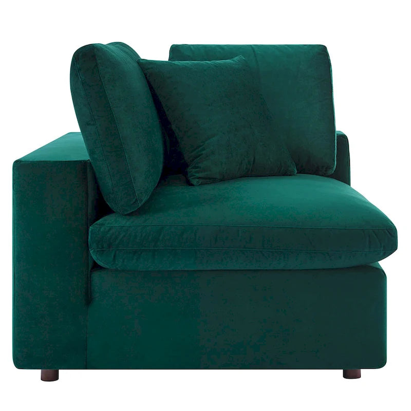 Canapé sectionnel en velours 7 places – Style moderne, 7 places | Gris clair / Cognac / Bleu marine / Rose poudré / Blanc / Gris / Vert