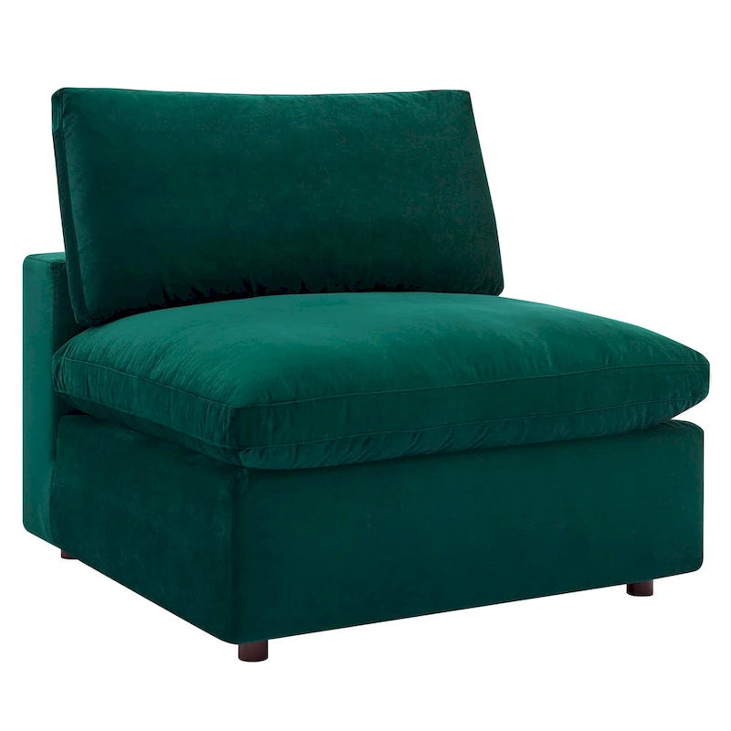 Canapé sectionnel en velours 7 places – Style moderne, 7 places | Gris clair / Cognac / Bleu marine / Rose poudré / Blanc / Gris / Vert