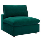 Canapé sectionnel en velours 7 places – Style moderne, 7 places | Gris clair / Cognac / Bleu marine / Rose poudré / Blanc / Gris / Vert