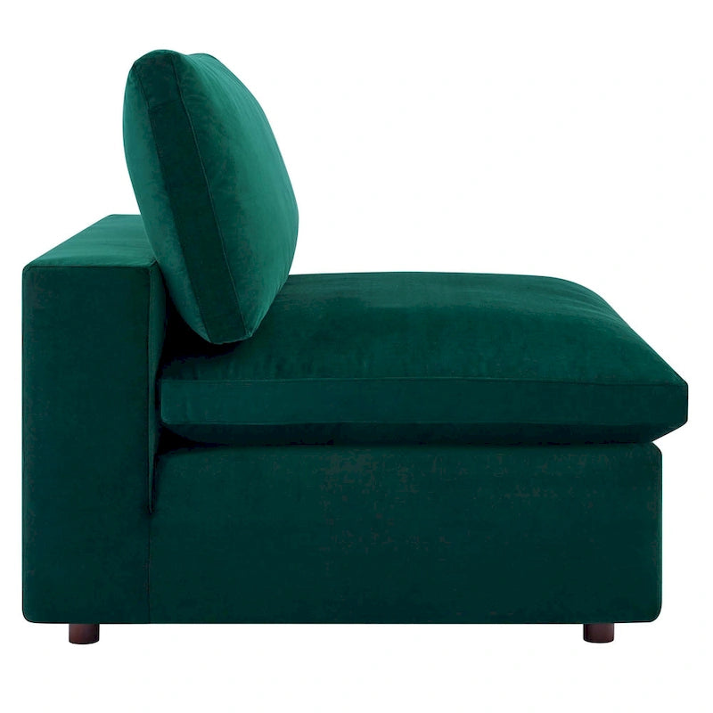 Canapé sectionnel en velours 7 places – Style moderne, 7 places | Gris clair / Cognac / Bleu marine / Rose poudré / Blanc / Gris / Vert