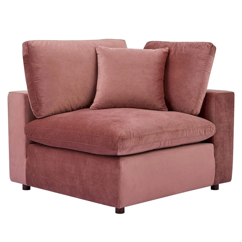 Canapé sectionnel en velours 7 places – Style moderne, 7 places | Gris clair / Cognac / Bleu marine / Rose poudré / Blanc / Gris / Vert