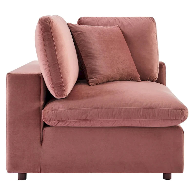 Canapé sectionnel en velours 7 places – Style moderne, 7 places | Gris clair / Cognac / Bleu marine / Rose poudré / Blanc / Gris / Vert