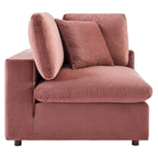 Canapé sectionnel en velours 7 places – Style moderne, 7 places | Gris clair / Cognac / Bleu marine / Rose poudré / Blanc / Gris / Vert