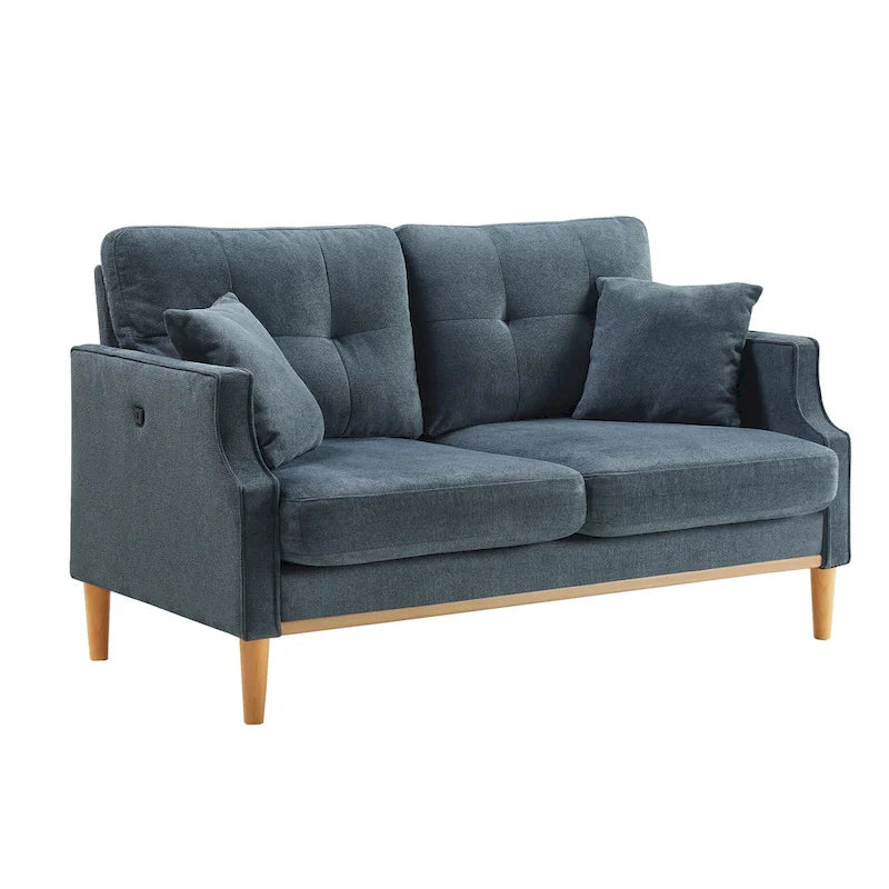 Causeuse/canapé 2 places bleu/vert/gris avec ports USB