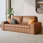 Canapé-lit 2 places en tissu gris clair / orange / noir avec rangement, 119 cm / 150 cm