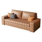 Canapé-lit 2 places en tissu gris clair / orange / noir avec rangement, 119 cm / 150 cm