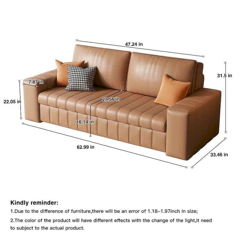 Canapé-lit 2 places en tissu gris clair / orange / noir avec rangement, 119 cm / 150 cm