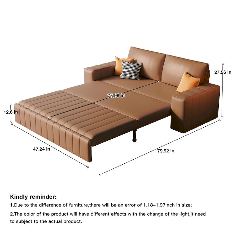 Canapé-lit 2 places en tissu gris clair / orange / noir avec rangement, 119 cm / 150 cm