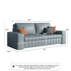 Canapé-lit 2 places en tissu gris clair / orange / noir avec rangement, 119 cm / 150 cm