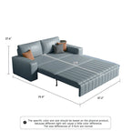 Canapé-lit 2 places en tissu gris clair / orange / noir avec rangement, 119 cm / 150 cm