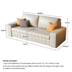 Canapé-lit 2 places en tissu gris clair / orange / noir avec rangement, 119 cm / 150 cm