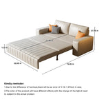 Canapé-lit 2 places en tissu gris clair / orange / noir avec rangement, 119 cm / 150 cm