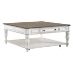 Ensemble de 3 tables basses et tables d'appoint blanc antique et écorce vieillie