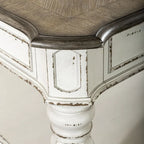 Ensemble de 3 tables basses et tables d'appoint blanc antique et écorce vieillie