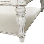 Ensemble de 3 tables basses et tables d'appoint blanc antique et écorce vieillie