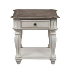 Ensemble de 3 tables basses et tables d'appoint blanc antique et écorce vieillie