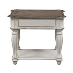 Ensemble de 3 tables basses et tables d'appoint blanc antique et écorce vieillie