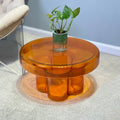 Table basse ronde en verre en forme de fleur, pour 1 à 2 personnes, couleur ambre / verte / violette / turquoise