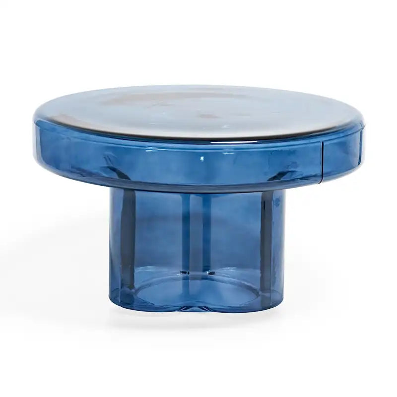 Table basse ronde en verre en forme de fleur, pour 1 à 2 personnes, couleur ambre / verte / violette / turquoise