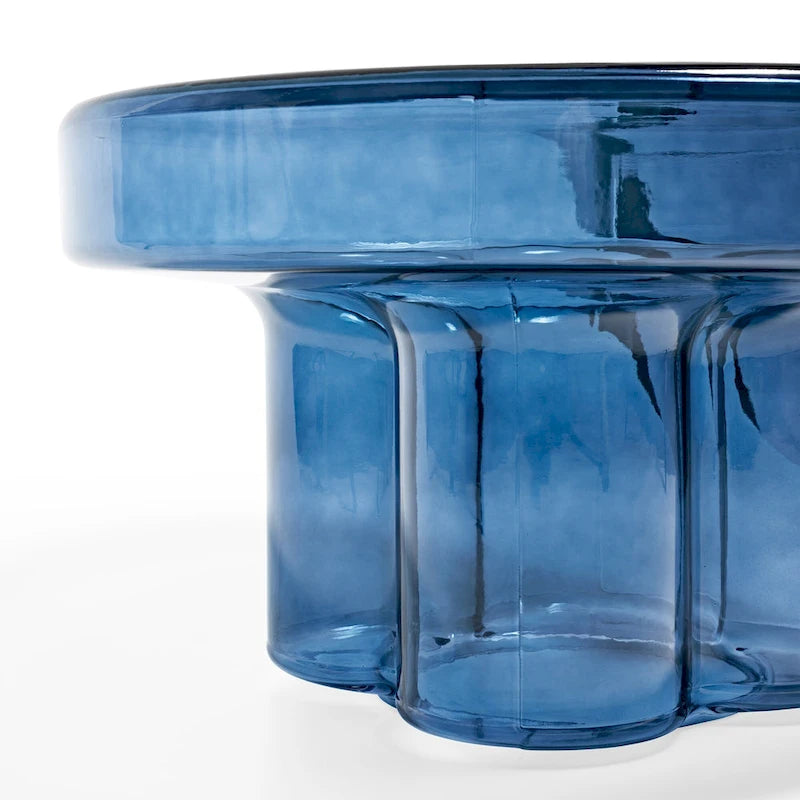 Table basse ronde en verre en forme de fleur, pour 1 à 2 personnes, couleur ambre / verte / violette / turquoise