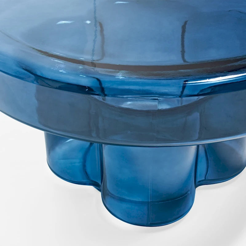 Table basse ronde en verre en forme de fleur, pour 1 à 2 personnes, couleur ambre / verte / violette / turquoise