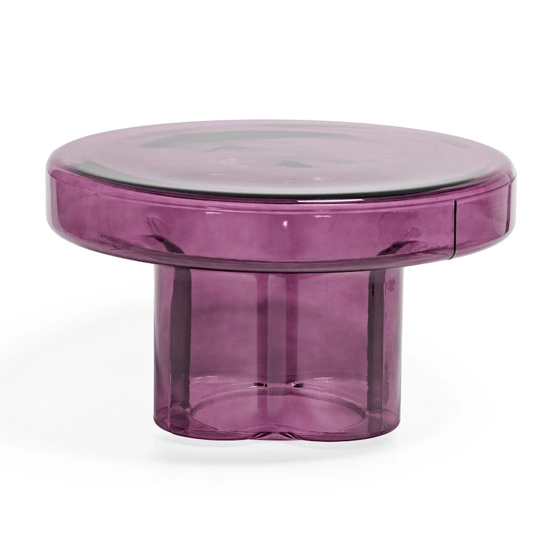 Table basse ronde en verre en forme de fleur, pour 1 à 2 personnes, couleur ambre / verte / violette / turquoise