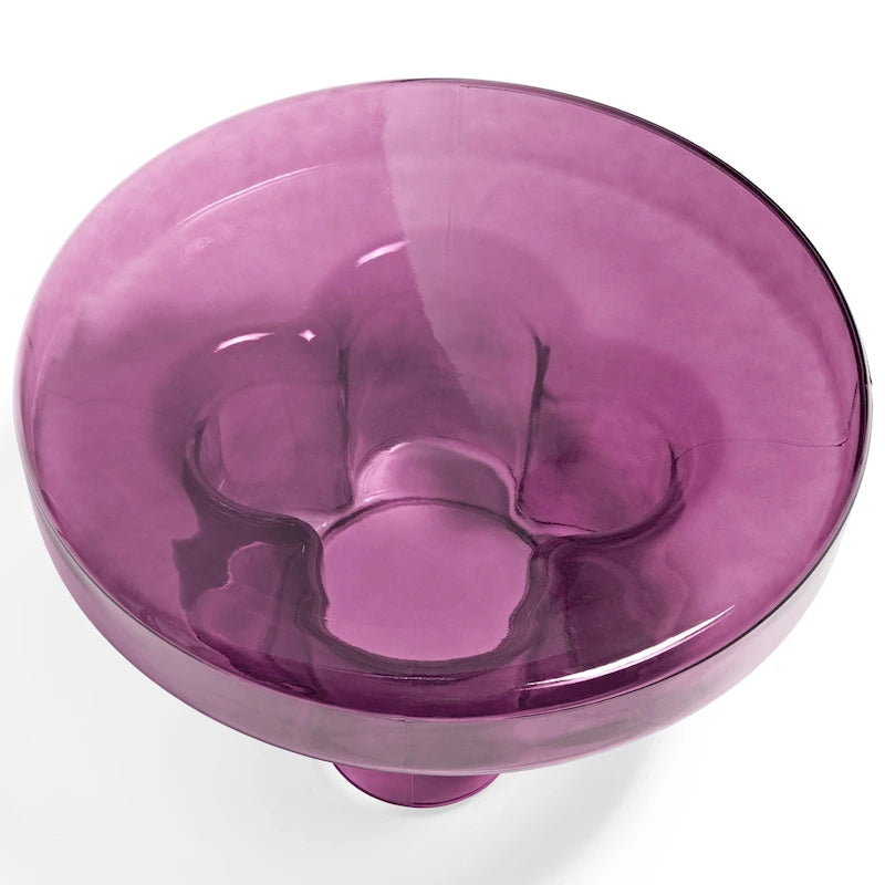 Table basse ronde en verre en forme de fleur, pour 1 à 2 personnes, couleur ambre / verte / violette / turquoise