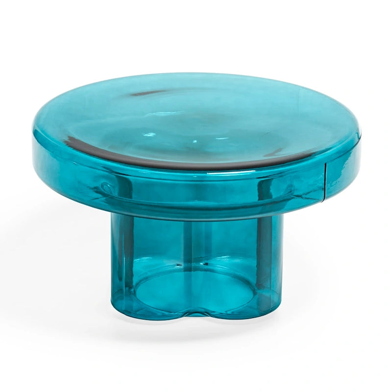 Table basse ronde en verre en forme de fleur, pour 1 à 2 personnes, couleur ambre / verte / violette / turquoise