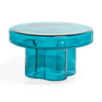 Table basse ronde en verre en forme de fleur, pour 1 à 2 personnes, couleur ambre / verte / violette / turquoise