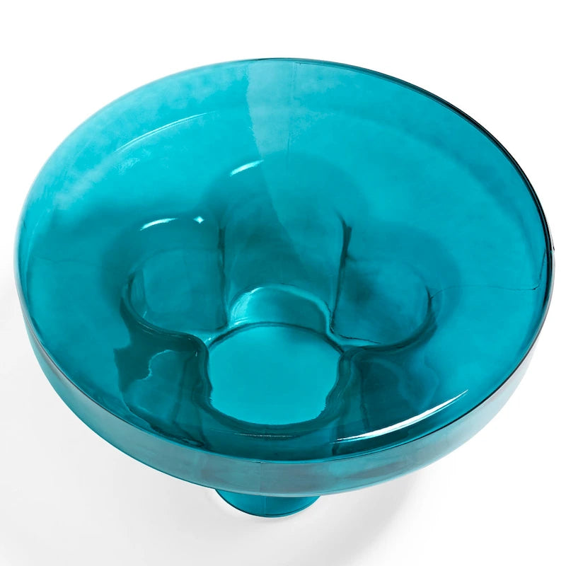 Table basse ronde en verre en forme de fleur, pour 1 à 2 personnes, couleur ambre / verte / violette / turquoise