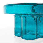 Table basse ronde en verre en forme de fleur, pour 1 à 2 personnes, couleur ambre / verte / violette / turquoise