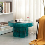 Table basse ronde en verre en forme de fleur, pour 1 à 2 personnes, couleur ambre / verte / violette / turquoise
