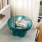 Table basse ronde en verre en forme de fleur, pour 1 à 2 personnes, couleur ambre / verte / violette / turquoise