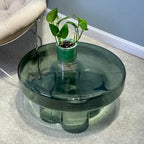 Table basse ronde en verre en forme de fleur, pour 1 à 2 personnes, couleur ambre / verte / violette / turquoise