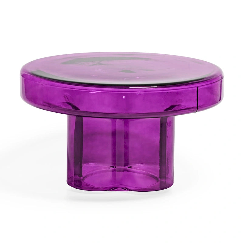 Table basse ronde en verre en forme de fleur, pour 1 à 2 personnes, couleur ambre / verte / violette / turquoise