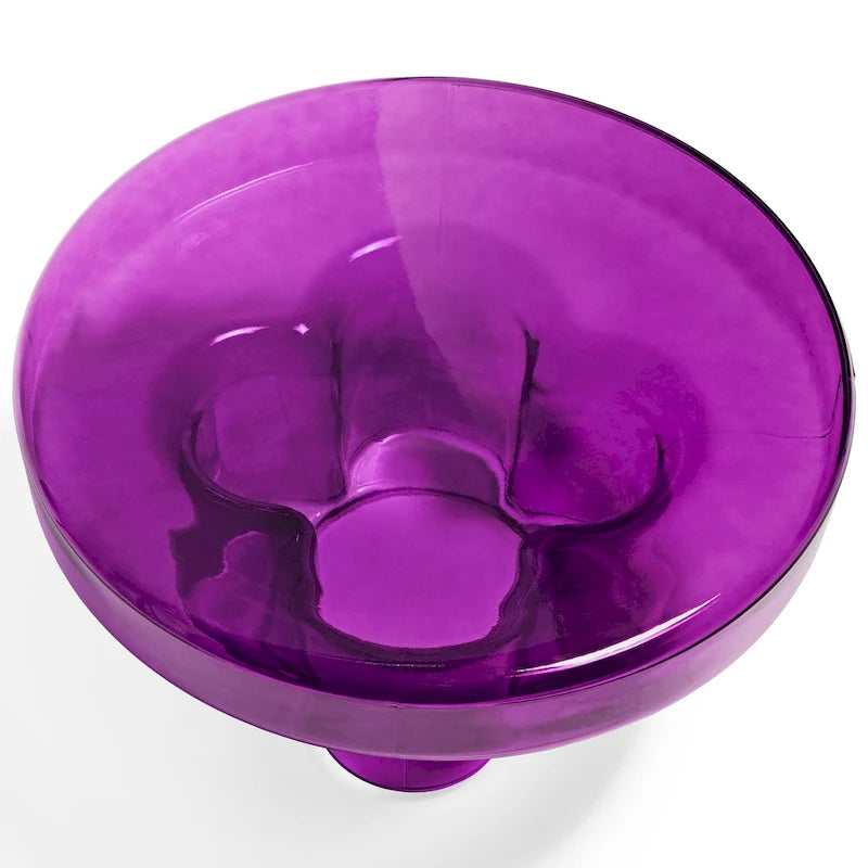 Table basse ronde en verre en forme de fleur, pour 1 à 2 personnes, couleur ambre / verte / violette / turquoise
