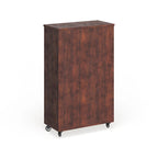 Armoire roulante à 5 étagères en noyer avec portes grillagées