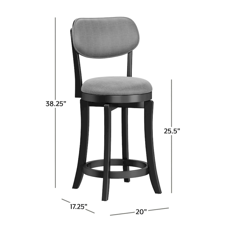 Tabouret de comptoir pivotant noir et gris ardoise - À l'unité