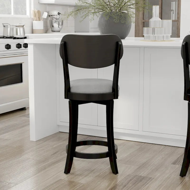 Tabouret de comptoir pivotant noir et gris ardoise - À l'unité