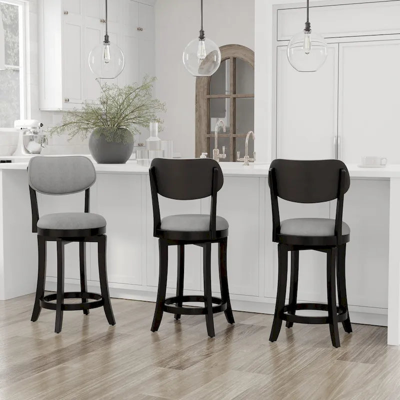 Tabouret de comptoir pivotant noir et gris ardoise - À l'unité