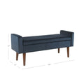 Banc de rangement en velours bleu foncé – Style Mid-Century, 1 place